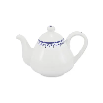 Zdjęcie Stylowy porcelanowy imbryk z delikatnym zdobieniem w kolorze niebieskim - Leander