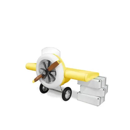 Picture Yellow children's desk in the shape of an airplane