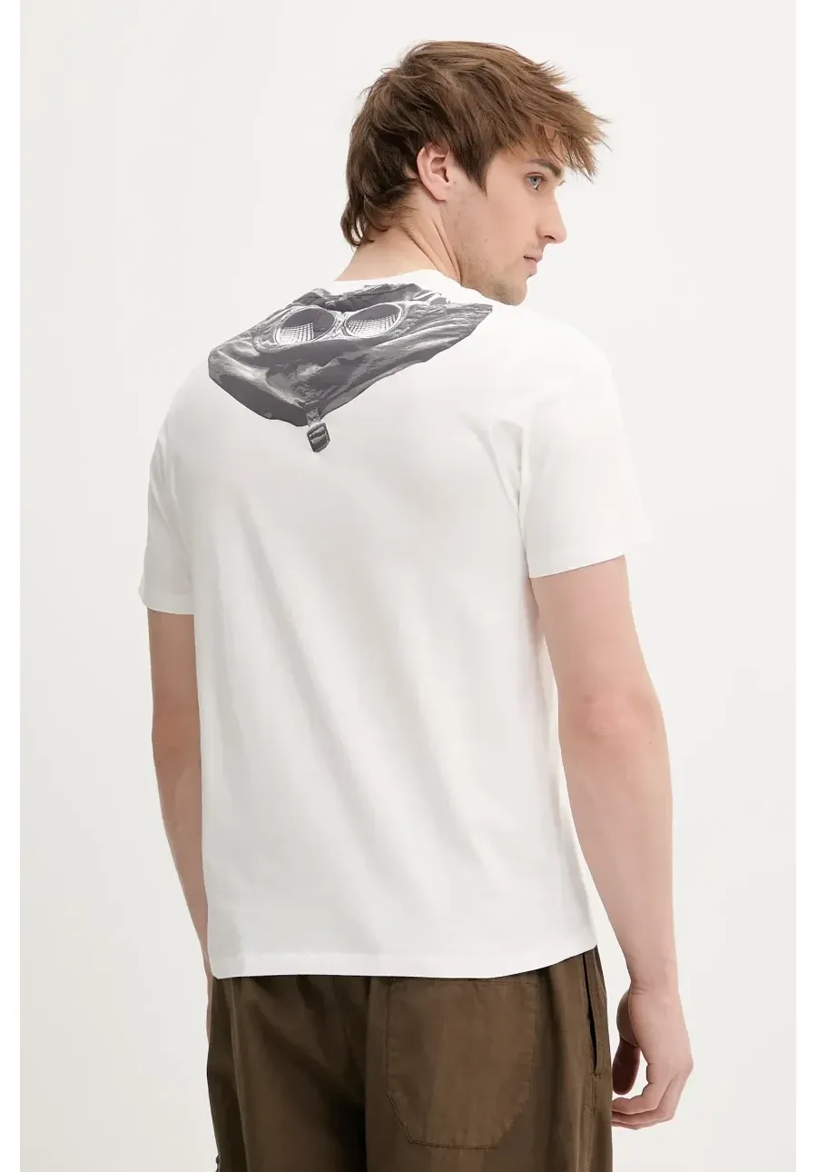 obrazek 1 C.P. Company t-shirt bawełniany męski kolor biały z nadrukiem 18CMTS030A005100W
