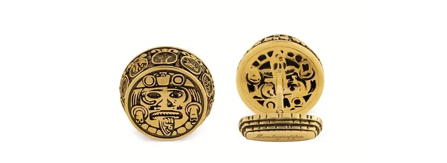 obrazek 2 Gold Mayan Calendar Spinki do Mankietów Montegrappa