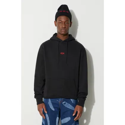 Zdjęcie 424 bluza bawełniana męska kolor czarny z kapturem gładka 35424M311RX.236536