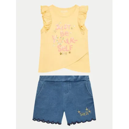 Zdjęcie Guess Komplet t-shirt i spodenki K4GG03 K6YW3 Żółty Regular Fit