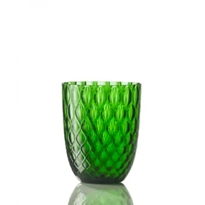 Zdjęcie Atrakcyjne włoskie szkło Murano - zielona szklanka