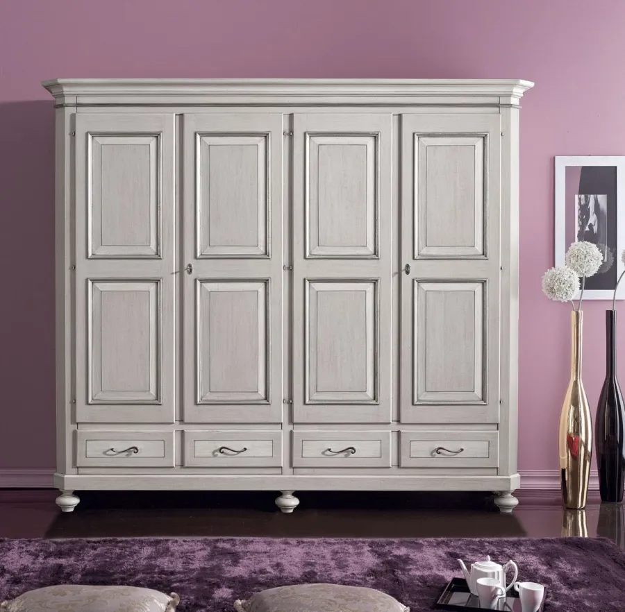 obrazek 1 Włoska, elegancka szafa - 4 drzwi, 4 szuflady, 2 półki, 2 drążki - Zanini