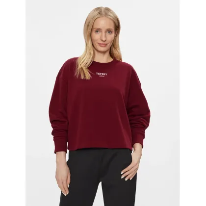 Zdjęcie Tommy Jeans Bluza Ess Logo DW0DW16393 Bordowy Cropped Fit