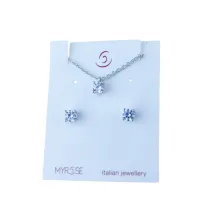 Zdjęcie Zestaw z cyrkoniami punkt świetlny 4mm 4-bolcowy łańcuszek rolò 42cm zapinany na karabińczyk
