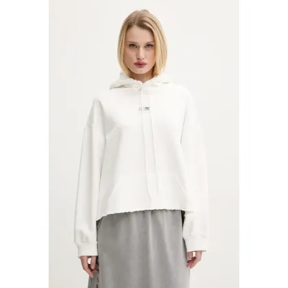 Zdjęcie MM6 Maison Margiela bluza bawełniana damska kolor biały z kapturem z aplikacją S52GU0235