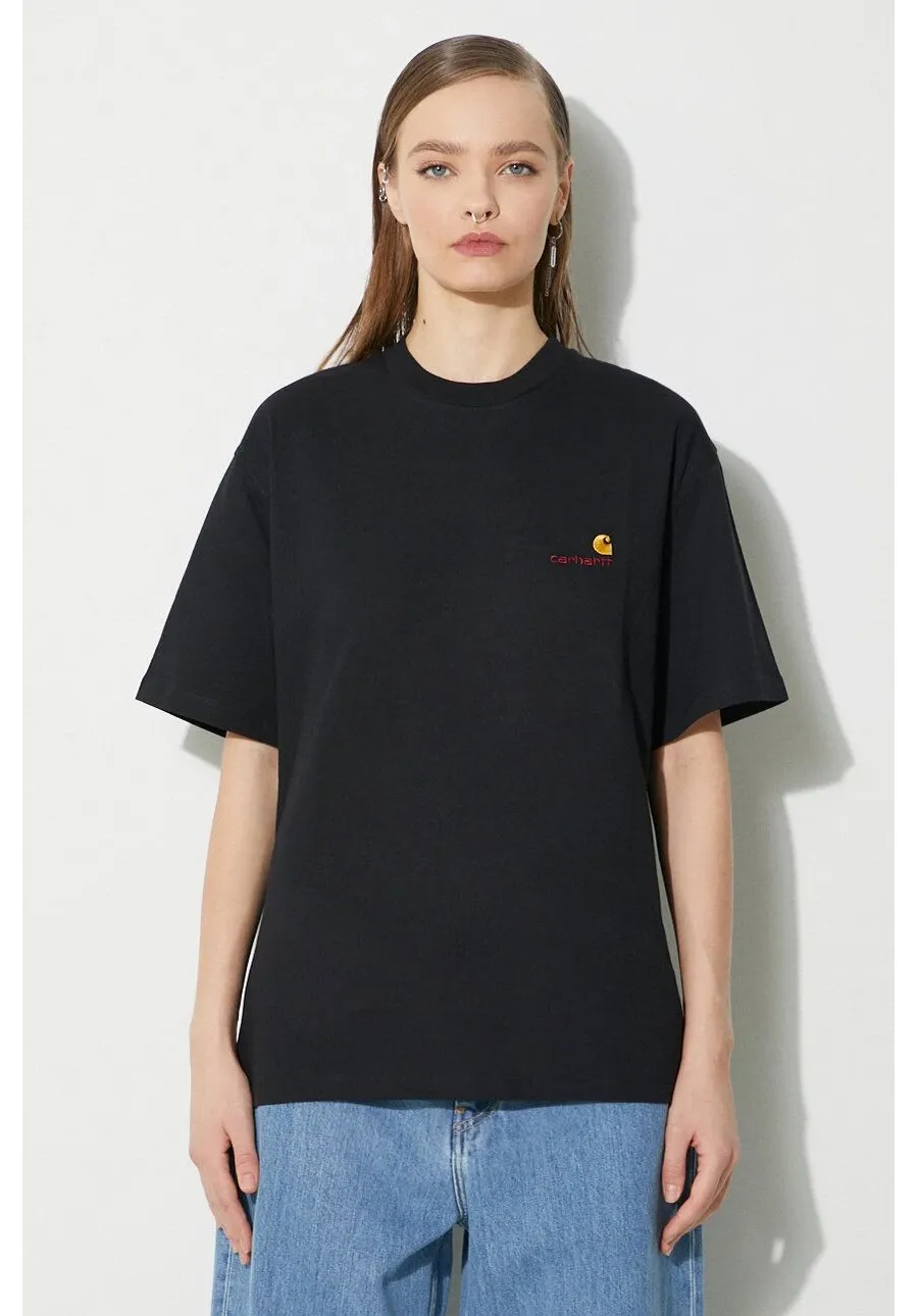 obrazek 1 Carhartt WIP t-shirt bawełniany S/S American Script T-Shirt damski kolor czarny I032218.89XX