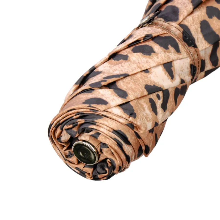obrazek 5 Wyjątkowy jasnobrązowy parasol damski zdobiony wzorem skóry leoparda – Pasotti