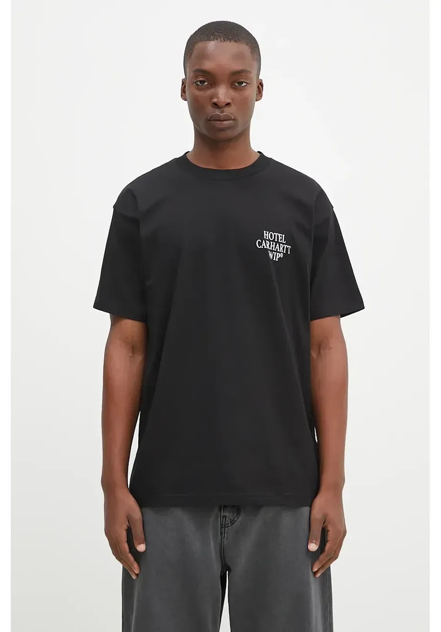 obrazek 1 Carhartt WIP t-shirt bawełniany S/S Hotel Keys męski kolor czarny z nadrukiem I033959.0D2XX