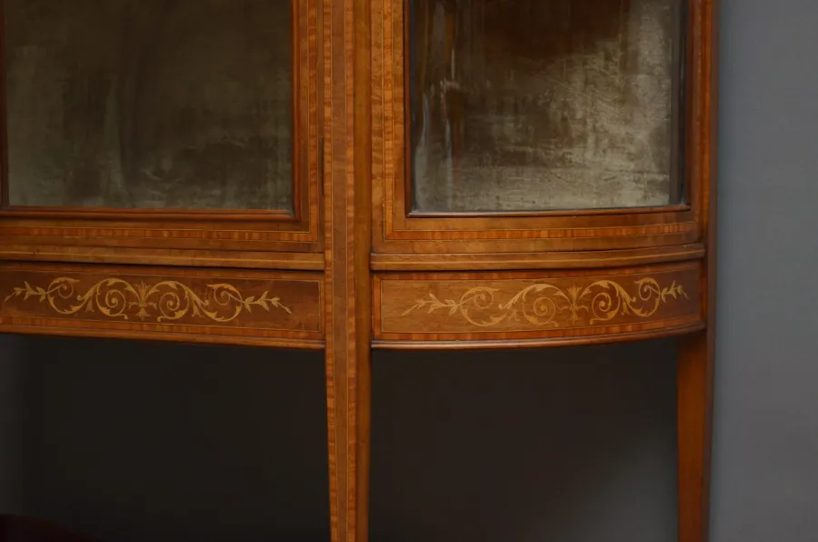 obrazek 10 Oszałamiająca edwardiańska, mahoniowa i inkrustowana witryna/gablota