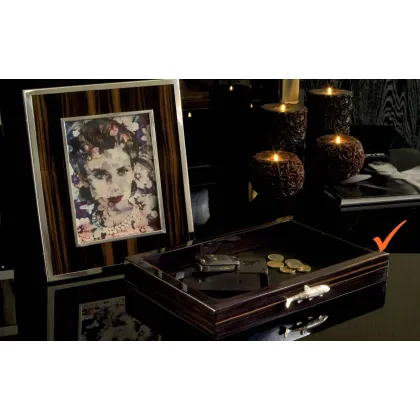 Picture Decorative ebony tray with nickel-plated brass