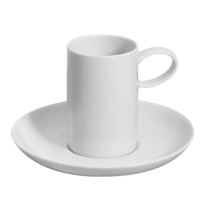 Picture Large porcelain coffee cup and saucer from the Domo White collection inspired by modern minimalist trends - 4 pieces - Vista Alegre