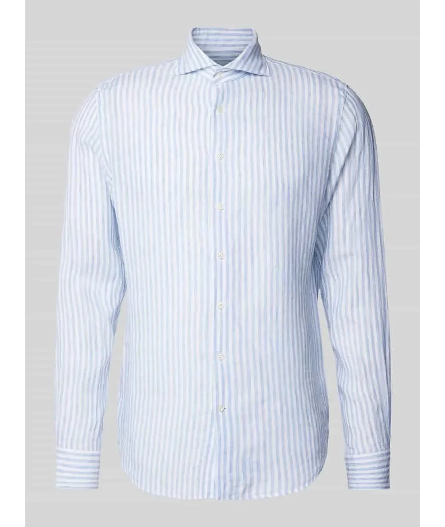 obrazek 1 Koszula biznesowa o kroju slim fit z lnu z kołnierzykiem typu cutaway