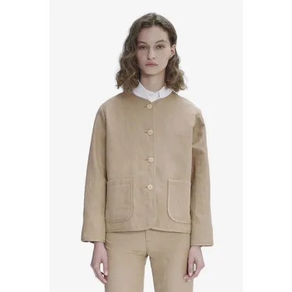 Zdjęcie A.P.C. marynarka lniana kolor beżowy oversize gładka LIAEO.F02803-BEIGE
