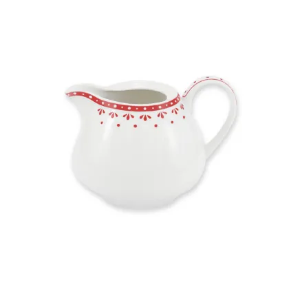 Zdjęcie Czeski dzbanek na mleko z porcelany zdobiony delikatnym czerwonym ornamentem – Leander