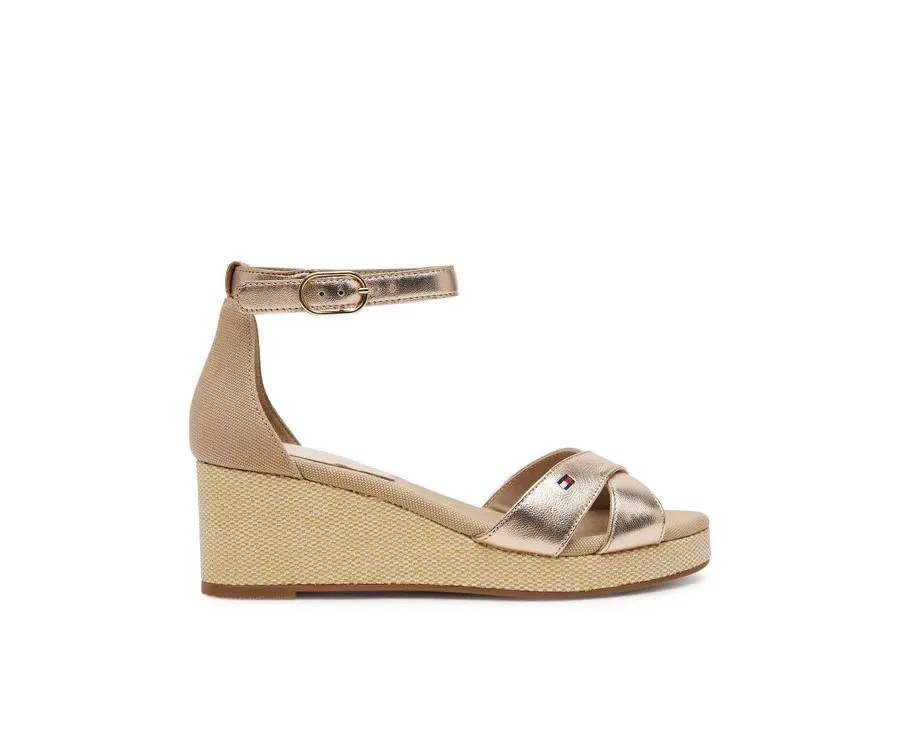 obrazek 1 Tommy Hilfiger Sandały Flag Metallic Mid Wedge Espad FW0FW08810 Beżowy