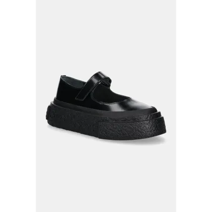 Zdjęcie MM6 Maison Margiela baleriny skórzane damskie kolor czarny na platformie S66WS0105.P7983