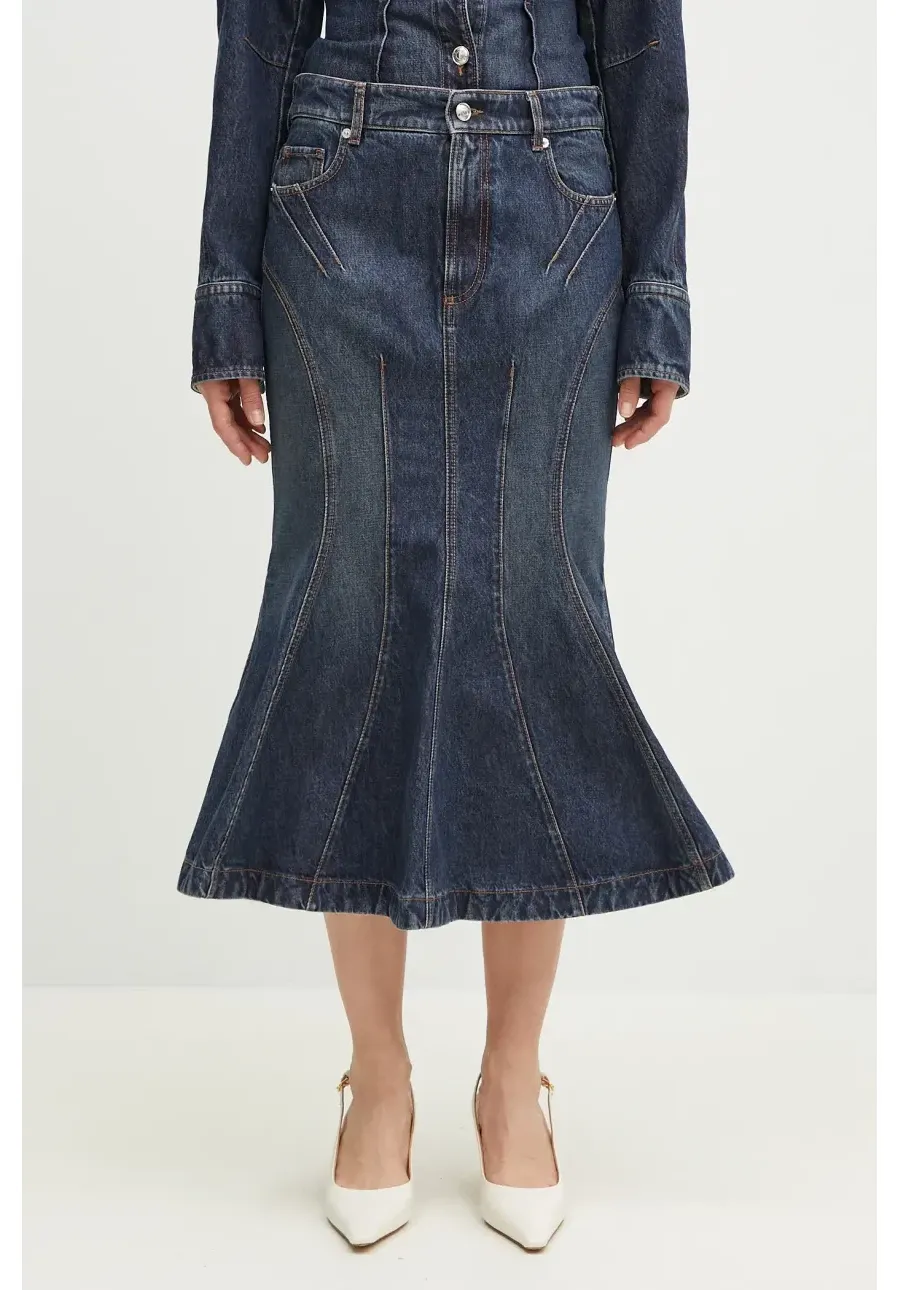 obrazek 1 Sportmax spódnica jeansowa Casa kolor granatowy midi rozkloszowana 2512101015600