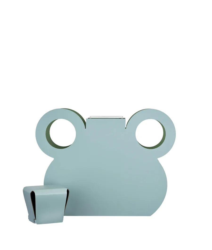 obrazek 2 Designerski wazon Otto 9x42xH38 cm ze skóry w kolorze jasnego pastelowego błękitu