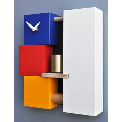 Picture Artistic wall clock with a bell - casing made of varnished MDF board