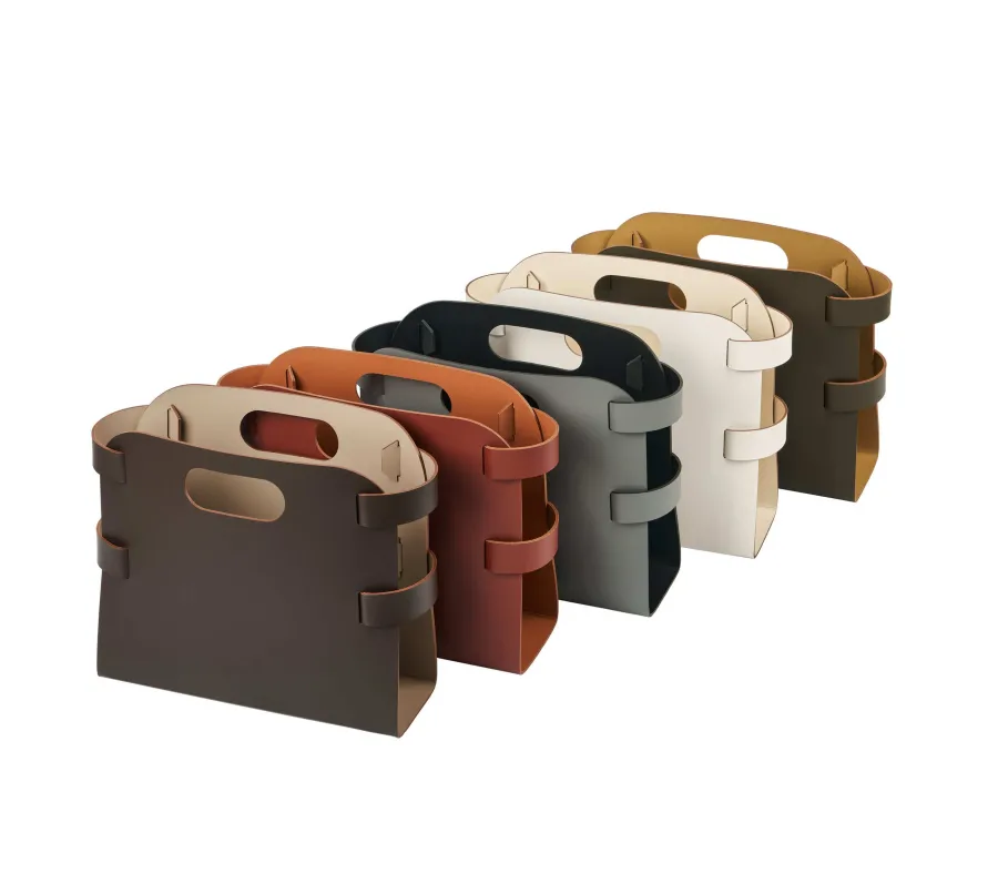 obrazek 3 Ciemnooliwkowy kosz na czasopisma 16x36xH25 cm z naturalnej skóry