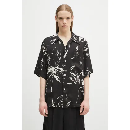 Zdjęcie Wales Bonner koszula Highlife Bowling męska kolor czarny relaxed z kołnierzykiem klasycznym MS25SH08.VI05.9900