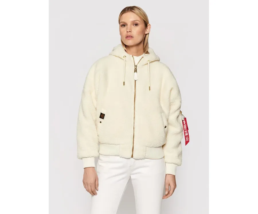 obrazek 1 Alpha Industries Kurtka przejściowa Ma-1 Os Hooded Teddy 118002 Biały Regular Fit