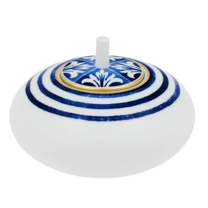 Zdjęcie Porcelanowa cukiernica Transatlântica z niebieskimi paskami i oryginalnym roślinnym motywem - Vista Alegre