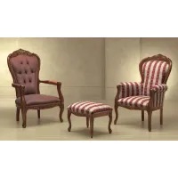 Picture Elegant two armchairs and a pouffe in the French style for the living room - Morello Gianpaolo