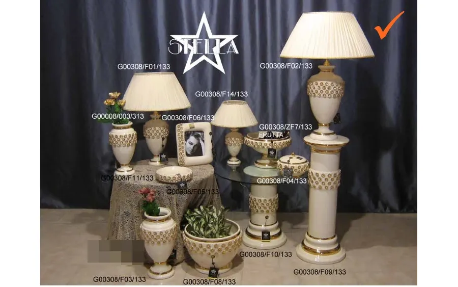 obrazek 1 Dekoracyjna ceramiczna lampa ze stokrotkami do salonu