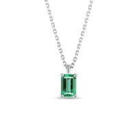 Zdjęcie Naszyjnik ze szmargdową zawieszką o szlifie szmaragdowym w białym złocie KLENOTA