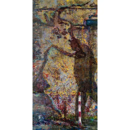 Zdjęcie Krzysztof Trzaska, obraz Szczury miejskie z cyklu Mitologie, akryl/płótno, 120x60, 2014