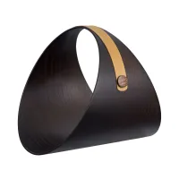 Picture Designer wood rack for fireplace or magazine Ø36 cm with mustard handle
