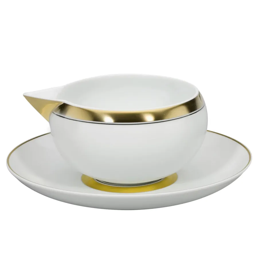 obrazek 1 Porcelanowa sosjerka z podstawką Domo Gold ze złotym wykończeniem - Vista Alegre