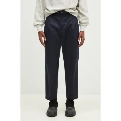 Zdjęcie Wacko Maria spodnie bawełniane Double Pleated Chino Trousers kolor granatowy proste 24FW-WMP-PT02