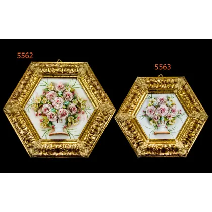 Picture A phenomenal porcelain painting in a hexagonal frame