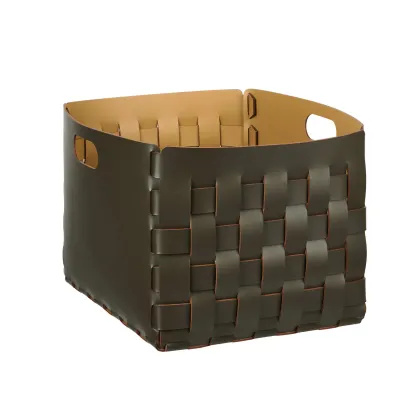 Zdjęcie Luksusowy kosz Bottega 35x40xH30 cm w kolorze ciemnooliwkowym