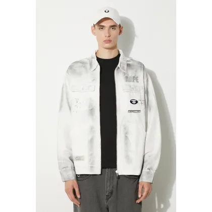 Zdjęcie AAPE kurtka jeansowa męska kolor biały przejściowa AAPLJM7644XBM