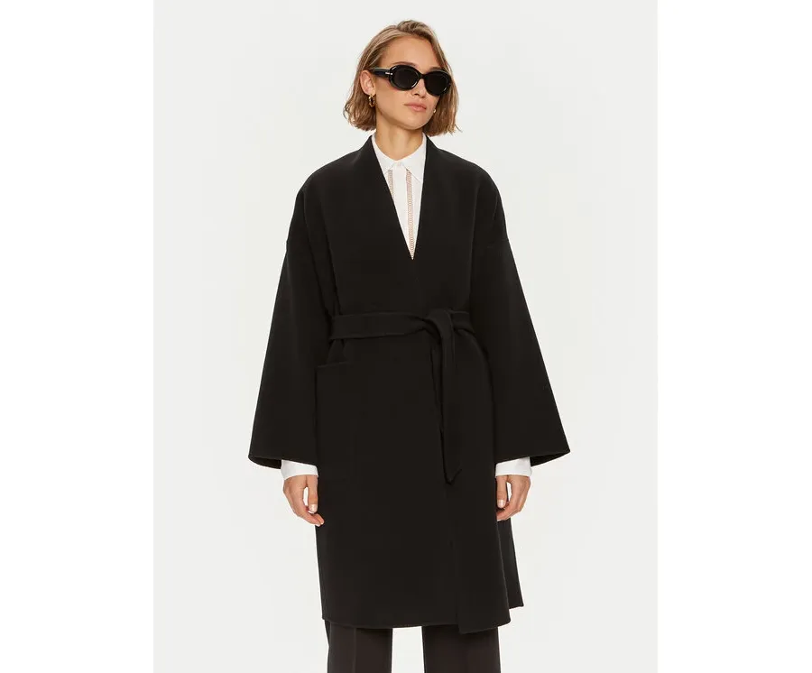 obrazek 1 Weekend Max Mara Płaszcz wełniany 2425016011 Czarny Regular Fit
