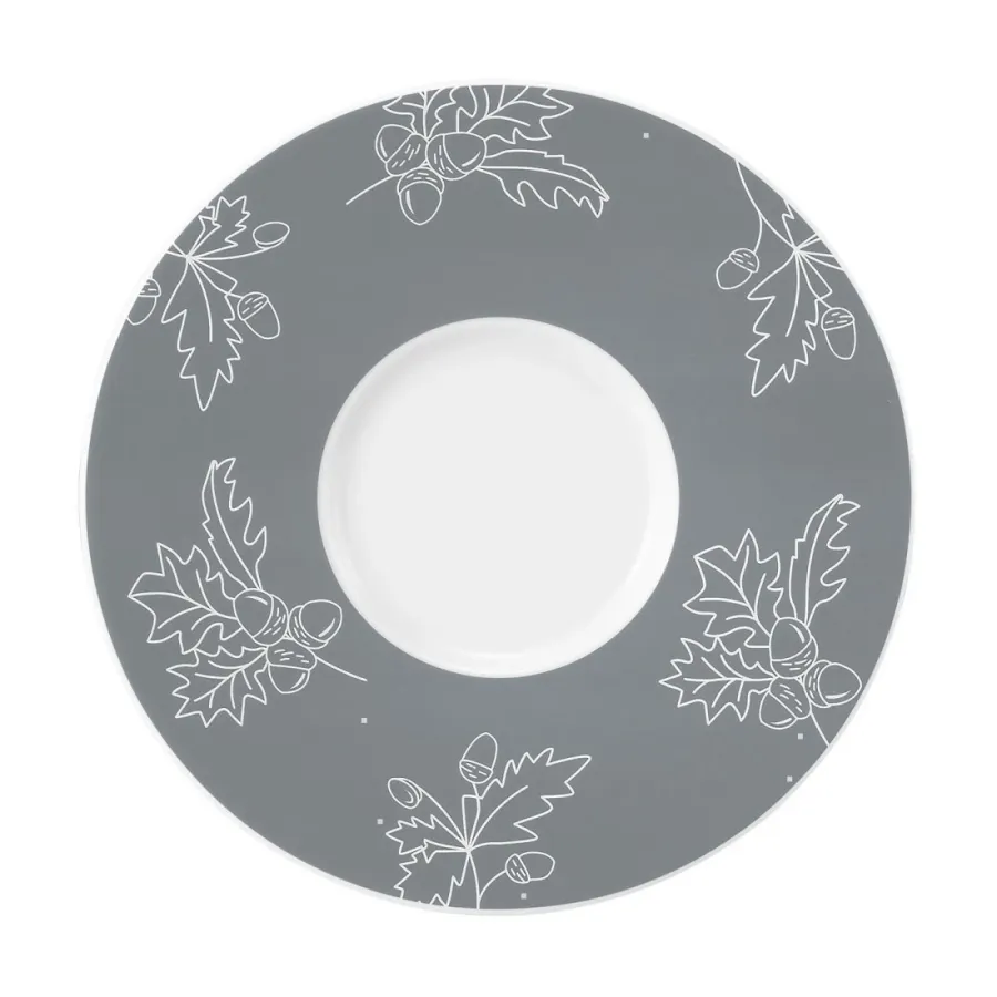 obrazek 1 Porcelanowy duży spodek 17,5 cm zdobiony motywem liści dębu i żołędzi w kolorze szarym - Seltmann Weiden