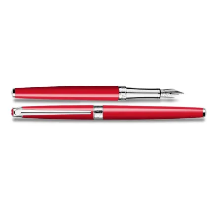 Picture Representative silver-plated/rhodium-plated Leman Slim Scarlet Red fountain pen