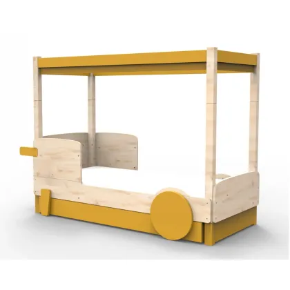 Zdjęcie Łóżko Montessori samochód/domek z dachem i łóżkiem wysuwanym z możliwością rozszerzenia zestawu - Mathy by Bols