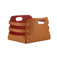 Zdjęcie Designerski skórzany koszyk Riga 27x36xH25 cm w kolorze koniaku