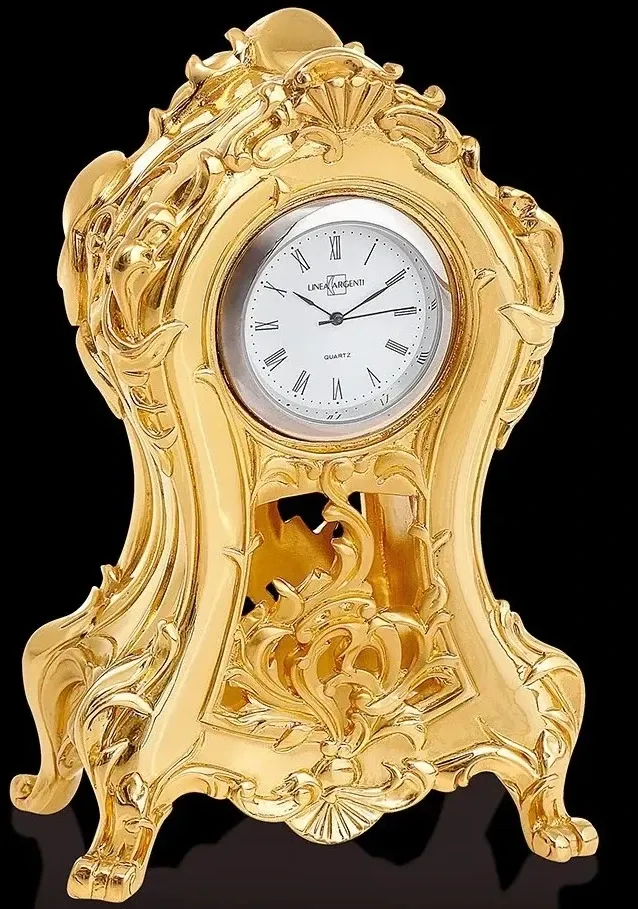 Gold-plated Italian mantel clock - Linea Argenti