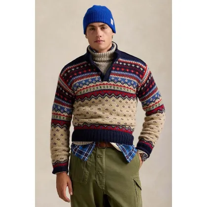 Zdjęcie Polo Ralph Lauren sweter z domieszką wełny męski kolor zielony 710949295