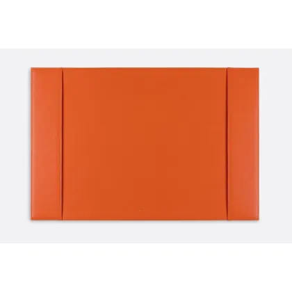 Picture Exclusive orange leather desk pad - perfect for a study or office