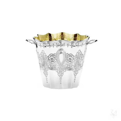 Zdjęcie Eleganckie srebrne wiaderko na lód z pięknym ornamentem – Zaramella Argenti