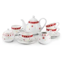 Picture A beautiful 11-piece porcelain tea set decorated with a Christmas motif - Leander