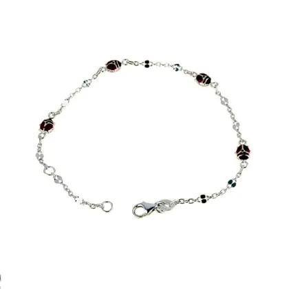 Zdjęcie Lekka włoska dziewczęca bransoletka z emaliowanymi biedronkami